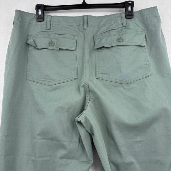 Lands End Pants Size 20W Green High Rise Utility Straight Pockets Cotton Stretch - Picture 7 of 13